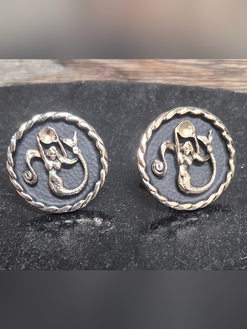 Handcrafted Silver-Tone Mermaid Cuff Links
